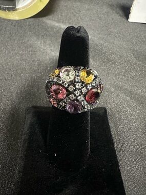 Size 6.5 LeVian Multicolor Gemstone Cluster Dome Ring - Women Jewelry MSRP $1750